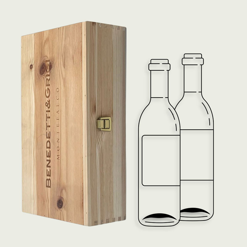Cassetta in legno + 2 bottiglie di Vino a scelta