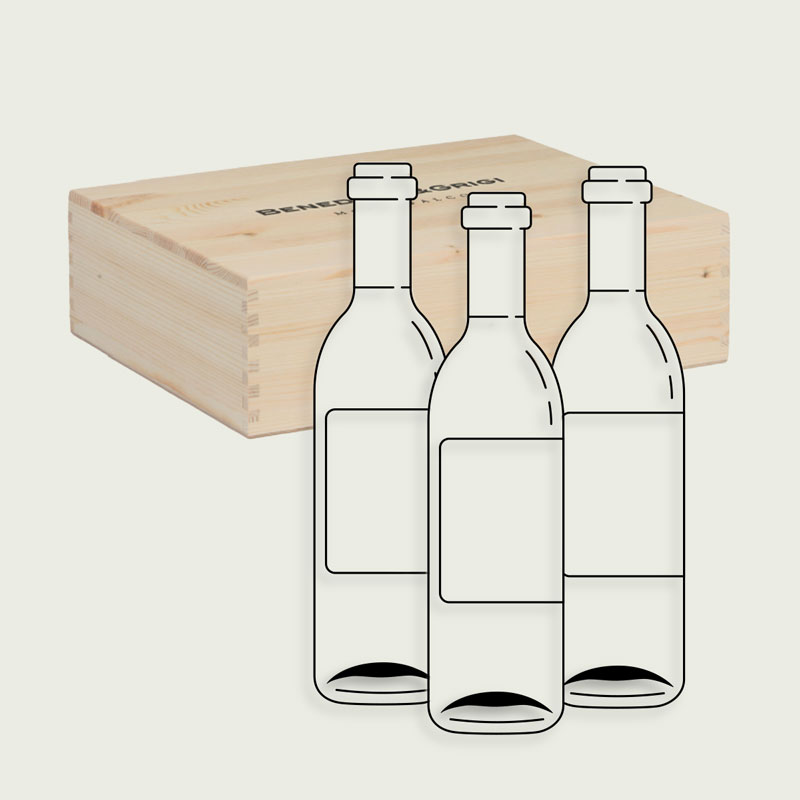 Cassetta in legno + 3 bottiglie di Vino a scelta